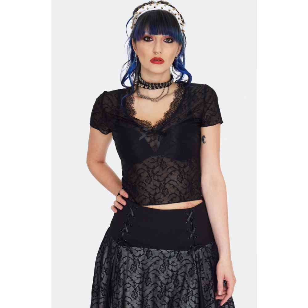 Jawbreaker - Lace Trims Crop top - Noir